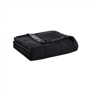 Gulches Black Satin Trim Down Alternative 66x90 Blanket 1 Piece - 1 of 4