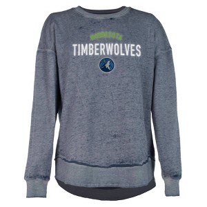 NBA Minnesota Timberwolves Women's Burnout Crew Neck Fleece Sweatshirt - 1 of 4