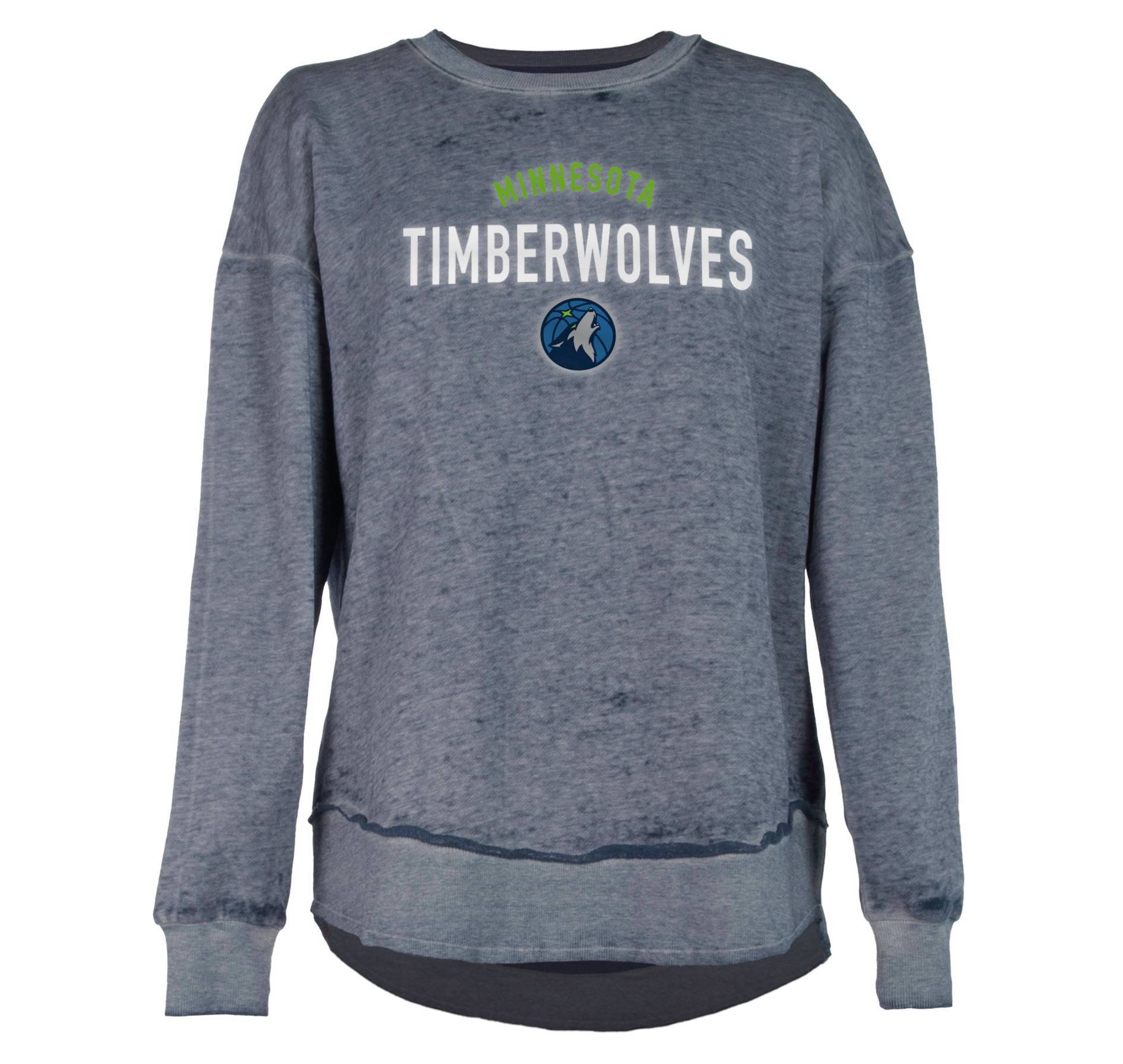 NBA Minnesota Timberwolves Women's Burnout Crew Neck Fleece Sweatshirt - XL