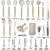 Aoibox 35-Piece Kitchen Utensil Set with Wooden Handles & Silicone Heads - Includes Spatula, Spoon, Turner, Tongs, Grater & More for Nonstick Cookware - 2 of 4