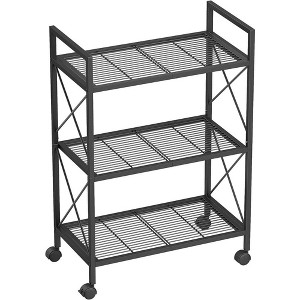 SONGMICS 3-Tier Storage Shelving Unit Garage Storage Organizer Bathroom Shelf with X Side Frames for Entryway Kitchen Living Room Black - 1 of 4