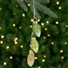 Northlight Dangling Pine Cone Christmas Glass Ornament - 7" - Lime Green and White - 2 of 3