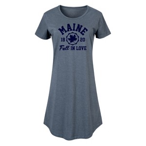 Women's - Instant Message - Maine 1820 Fall in Love Graphic T-shirt Dress - 1 of 4
