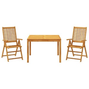 vidaXL Garden Dining Set Natural Brown Solid Acacia wood Medium Foldable - 43.3" x 43.3" x 29.5" 2 - 1 of 4