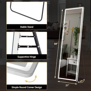 MyDepot Full Length Mirror with LED Lights 64"x21" with Stand, White - 1 of 4