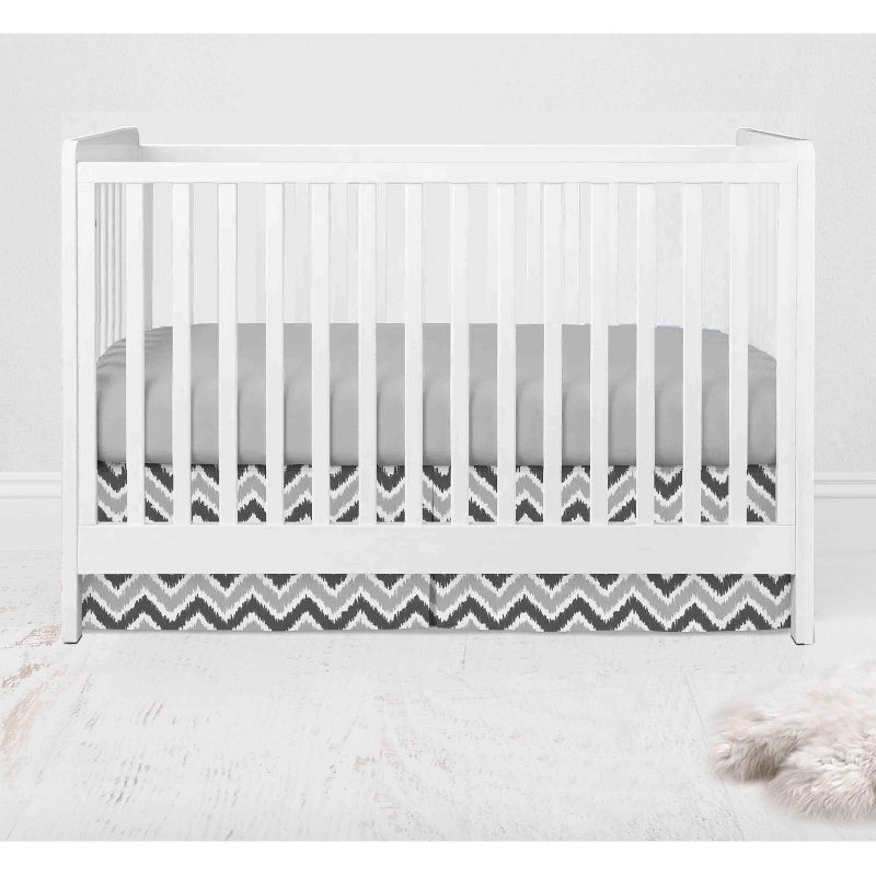 Bacati - Ikat Chevron White Grey Muslin Neutral 10 pc Crib Set with Wall Hangings and 4 muslin swaddling Blanket, 5 of 10