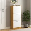 TIRAMISUBEST Natural 3-Drawer Shoe Cabinet - Narrow Flip-Door Storage Organizer for Entryway, Farmhouse Style - 2 of 4
