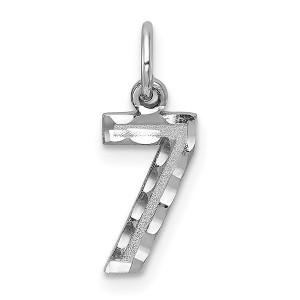 Black Bow Jewelry 14k White Gold, Varsity Collection, Small D/C Pendant, Number 7 - 1 of 4