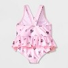Baby Girls' Disney Minnie Mouse Ruffle One Piece Swimsuit - Pink - 2 of 4
