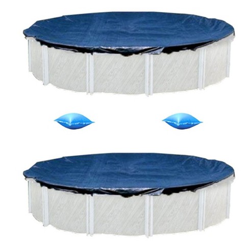 Swimline 24 Ft Above Ground Pool Winter Cover (2 Pack) & Air Pillows (2 ...