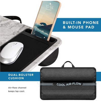 Elegant White Marble 15.6" Laptop Stand with Mouse Pad and Phone Slot