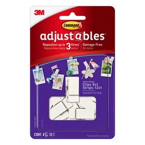 Command Adjustables Quartz Spring Clips: Wall Hooks, Off-White, Plastic, 8 Pack, 0.25 lb Capacity - 1 of 4