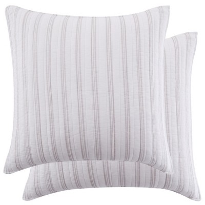 Sanira Taupe Stripes Quilted Euro Sham - 2pk - Levtex Home