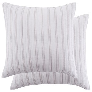 Sanira Taupe Stripes Quilted Euro Sham - 2pk - Levtex Home - 1 of 3