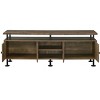 Vynxaria Rustic Industrial TV Stand, Metal Frame with 4 Open Compartments & 4 Door Storage in Oak & Black Finish for TVs up to 60" - 3 of 4