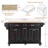 Wood Top Kitchen Island Cart with Wheels, Drawers, Spice Rack, Rolling Storage Cabinet for Kitchen or Dining – The Pop Home - 4 of 4