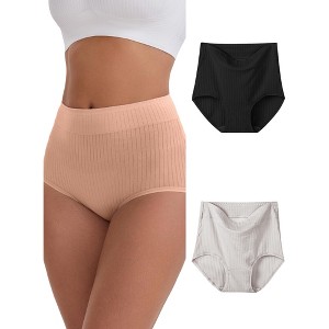 INSPIRE CHIC Women's High-Waisted Cotton Underwear Full-Coverage Airy Strong Elasticity Briefs 3 Packs - 1 of 4
