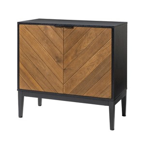 Jakob Modern Storage 32"Tall+2-Door Accent Cabinet with Herringbone Element|Karat Home - 1 of 4