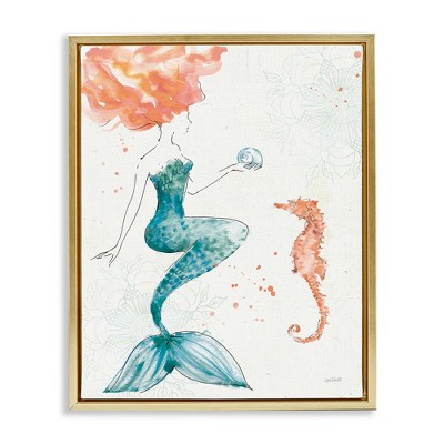 Stupell Industries Mermaid and Ocean Seahorse, 17" x 21"