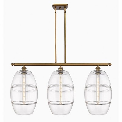 Vaz - 3 Light Stem Hung Island In Industrial Style-19 Inches Tall and 36.5 Inches Wide