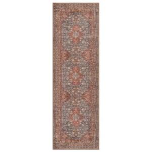 World Rug Gallery Marin Red Medallion Traditional Indoor Rug – Flatweave, Washable Surface with Non-Slip Backing - 1 of 4