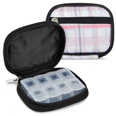 2 Pocket Pill Caddy Travel Plastic Container Medicine Tablet Case Vitamin  Holder