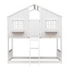 Luxystar Twin over Twin House Bunk Bed with Roof , Window, Window Box, Door, Safety Guardrails and Ladder for Kids’ Room - 3 of 4