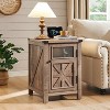 Nightstand with Charging Station, 18" Farmhouse Night Stand with Adjustable Shelf, Wooden Rustic End Table Side Table - 4 of 4