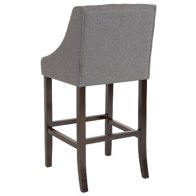 Elegant Saddle-Style 32" Dark Gray and Walnut Leather Barstool