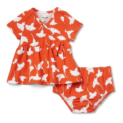 Image of Baby Short Sleeve Ginkgo Cherry Tomato Faux Wrap Dress - DVF for Target 3-6M