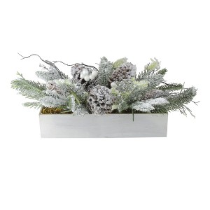 Northlight Frosted Winter Foliage Boxed Christmas Decoration - 19.5" - 1 of 3