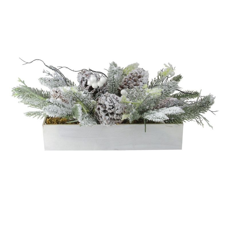 Northlight 19.5" Frosted Winter Foliage Christmas Tabletop Decoration, 1 of 4