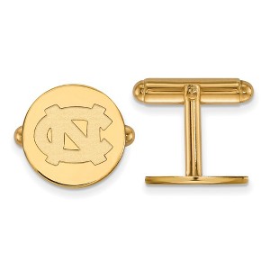 Black Bow Jewelry 14k Yellow Gold North Carolina Tar Heels NCAA Cuff Links - 1 of 3