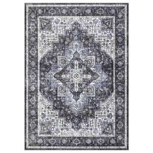 Indoor Vintage Floral Medallion Non Slip Living Room Rugs, Washable Soft Ultra Thin Bedroom Dining Room Carpet for Home Office - 1 of 4