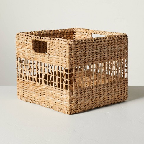 Medium Natural Woven Storage Basket Hearth Hand With Magnolia