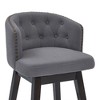 30" Celine Fabric Wood Swivel Tufted Barstool Gray - Armen Living: Espresso Finish, Nailhead, 360-degree Swivel - 4 of 4