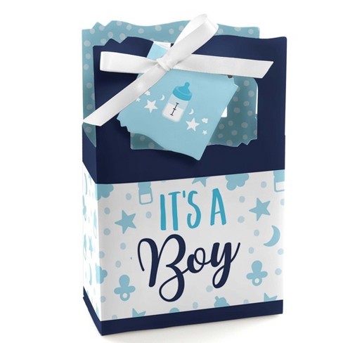 Big Dot of Happiness - It's A Boy - Blue Baby Shower Favor Boxes - Set of 12