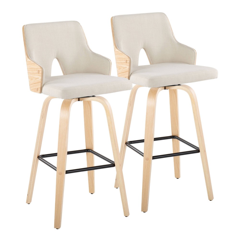 Photos - Chair Set of 2 Stella Barstools Natural/Cream/Black - LumiSource