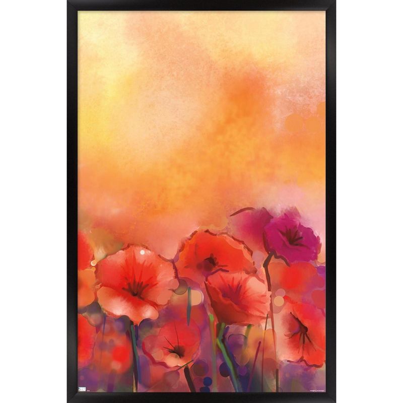 Trends International Red Poppy Flowers Framed Wall Poster Prints, 1 of 7