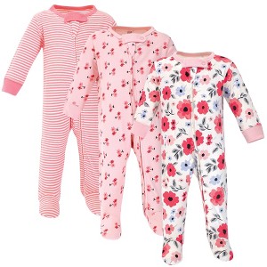 Touched by Nature Baby Girl Organic Cotton Zipper Sleep and Play 3pk, Coral Garden - 1 of 1