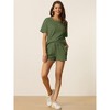 cheibear Women's Casual Pullover Short Sleeve Sleepshirt with Shorts Waffle Pajama Sets - 3 of 4