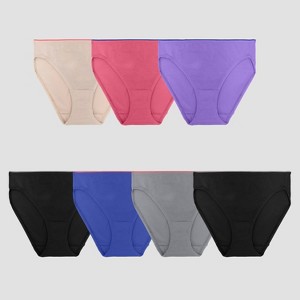 Fruit of the Loom Women's 6+1 Bonus Pack Breathable Micro-Mesh Hi-Cut Underwear - Black/Pink/Blue - 1 of 4