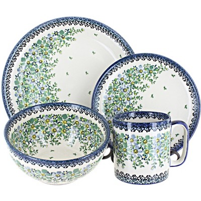 Blue Rose Polish Pottery Clover Fields 16 Piece Dinnerware Set : Target