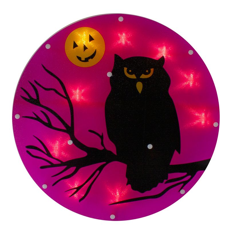 Northlight 13.75" Lighted Black Owl Halloween Window Silhouette Decoration, 1 of 5