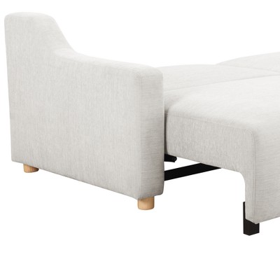 Cream Fabric Queen Sleeper Sofa with Natural Wood Legs