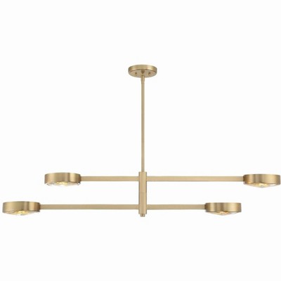 Modern Gold 4-Light Chandelier with Clear Glass Shades