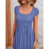 Women's Maternity Dress Casual Summer Round Neck Short Sleeve Smocked High Waist Maxi Dress with Pockets - 4 of 4