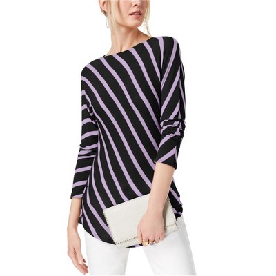 I.N.C International Concepts Womens Striped Tunic Dolman Blouse, Purple, XX-Large