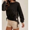 Women's Side Tie Contrast Top - Hem & Thread - 3 of 4