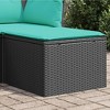 vidaXL Patio Stool with Cushion - Black PE Rattan Outdoor Ottoman -Sturdy Powder-Coated Steel Frame-Removable Blue Cushion Cover -21.7"x 21.7"x 14.6" - 2 of 4